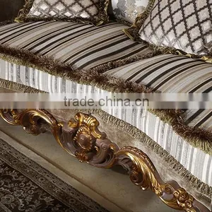 Gold Leaf Finished European Palace Hand Carved Sofa, European Living Room Furniture Set(MOQ=1 SET) thumbnail-4