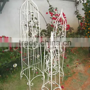 Classical Antique White Ecofriendly Wrought Irons Powder Coated Small Garden Planter Trellis thumbnail-1