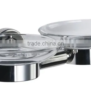 Modern Hotel Wall Mount Stainless Steel 304 Soap Holder With Double Glass Dish thumbnail-2