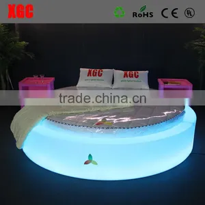 Round Shaped Design Bedroom Furniture Double Size PE Plastic Light LED Bed thumbnail-3