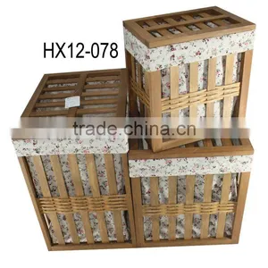 Rectangle Storage Laundry Hamper Sets of 3 With Lid thumbnail-1