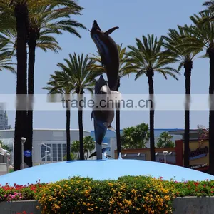 High Quality Home Decoration Swimming Pool Bronze Sculpture Dolphin thumbnail-1