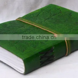 Handmade Vintage Bunch Of Leaf Embossed Leather Journal thumbnail-3