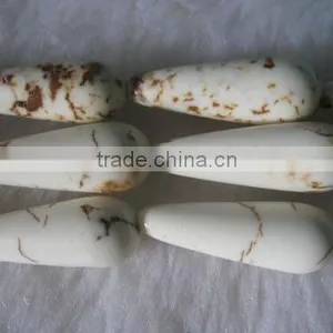 16" 9-21mm White Raindrop Shaped Natural Loose Turquoise Strand thumbnail-1