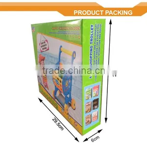 Toy Shopping Cart With Fruit & Vegetable Supermarket Trolley Shopping Cart Toy Car Trolley thumbnail-4