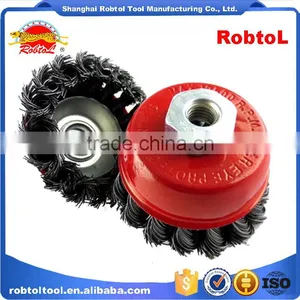 3" Steel Wire Cup Brush Wheel Twist Knot Crimped Bowl Disc Abrasive M10 Round Grinding Cheaning Brush thumbnail-5