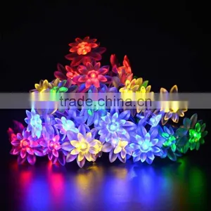 2016 New Hot Sale 20 LED Lotus Flower Solar Power String Light for Outdoor Christmas Party Festival thumbnail-2