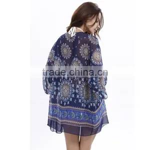 Sexy Women Swim Kaftan Beach Cover Up Women Chiffon Cover-ups Cardigan for Bikini thumbnail-6