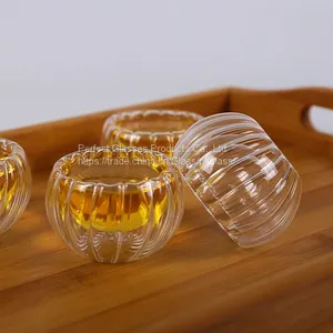 Mini Glass Cup for Coffee and Tea Kungfu Tea Cup Pumpkin Shape Cup Pumpkin Glass Cup Christmas Party Cup thumbnail-1