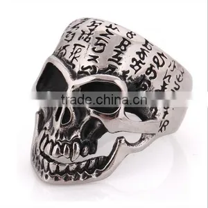 Custom Logo Big Skull Mens Rings High End Titanium Steel Skull Rings for Night Club thumbnail-1
