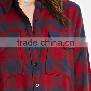 New Casual Button Down Lapel Neck Plaids Flannel Blouse Shirts thumbnail-2