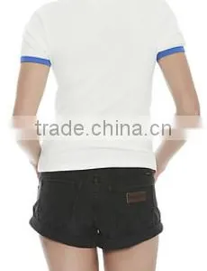 2017 High Quality Fashion Womens Retro Star Ringer Tee Dusty White Round-Neck 100% Cotton thumbnail-2
