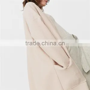 2018 Winter New Style Back Slit Decorative Trim Patch Pockets Oversize Wool Coat thumbnail-3