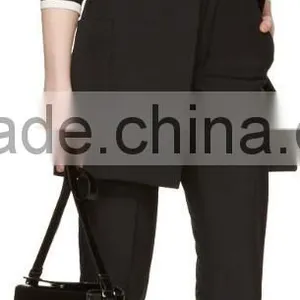 High Quality Long Sleeve Rib Knit V-Necked Black and White Contrast Women Pullover thumbnail-4
