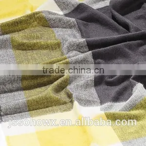 2014 Winter Fashion Hot Sale Gray and Yellow Plaid Scarf thumbnail-2