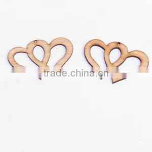 Laser Cut Double Heart Shaped Decorations Customized Wooden Craft thumbnail-1