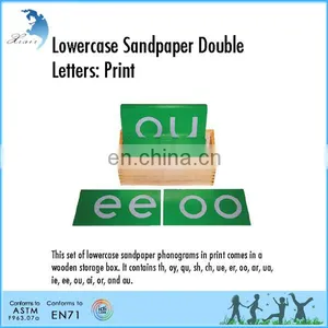 Wholesale Montessori Educational Toys Wooden Box Alphabet Letter Lowercase Sandpaper Double Letters Cursive thumbnail-2