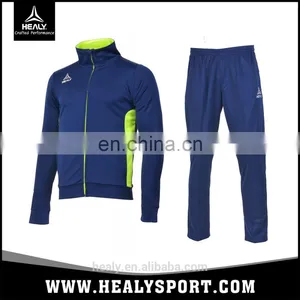 Healy Sportswear Training Sets Soccer Football Navy Blue Tracksuit Slim Men thumbnail-1