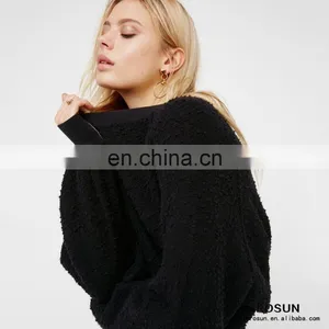 Ladies Soft Crewneck Textured Design Sweatershirt thumbnail-5