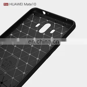 Carbon Fiber Brushed Metal Solid Color TPU Black Cover Case for Huawei Mate 10 thumbnail-4