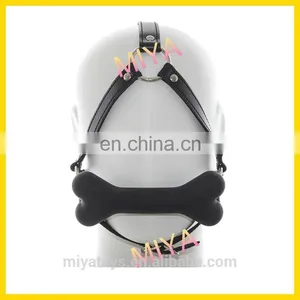 Black Red Pink Silicone Rubber Ball Gags Dog Bone Mouth Ball Gags thumbnail-1