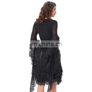 Belle Poque Retro Vintage Sexy Women's Ruffled Lace Hem See-Through Long Skirt BP000348-1 thumbnail-5