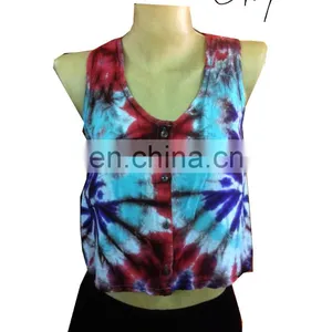 Wholesale Colorful Popular Floral Tiedye Evening Shit . thumbnail-1
