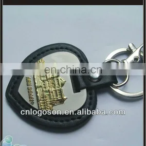 Personalized Promotion Gift Custom Heart Shape Metal Embossed Leather Keychain thumbnail-1