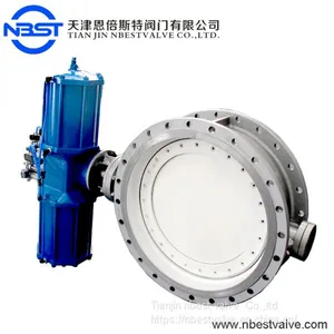 DN900 Metal Seat Flange Triple Eccentric Butterfly Valve With Pneumatic Valve Actuator thumbnail-1