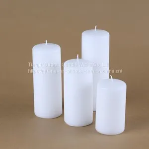 Home Decoration Cotton Wick Paraffin Wax Unscented White Pillar Candle Factory thumbnail-1
