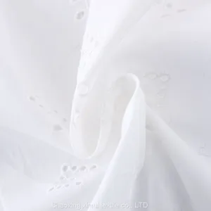 White Cotton Fabric Embroidered Fabrics for Clothing thumbnail-1