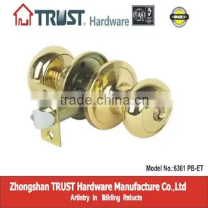 6361PB-ET:Trust ANSI Grade 3 Tubular Brass Knob Lock With Brass Cylinder thumbnail-1