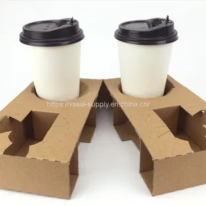 Recyclable Kraft Paper Coffee Cup Tray Paper Cardboard Drink Cup Carrier on Sale thumbnail-1