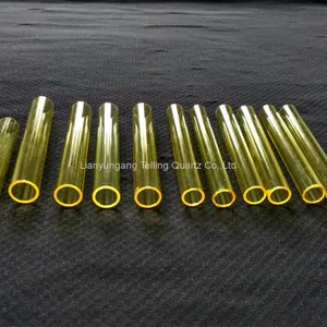 Yellow Quartz Glass Tube Fused Quartz Tube for Furnace thumbnail-1