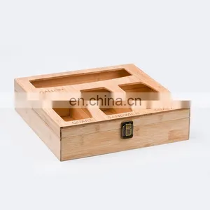 New Bamboo Wood Home Hanging Storage Rack, Ziplock Food Bag Storage Box Organizer Top Open for Kitchen Tabletop Plastic Drawer thumbnail-1