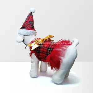 Lace Dog Dress/ Red Plaid Skirt Lace Dog Dress/ Dog Festival Dress/ thumbnail-4