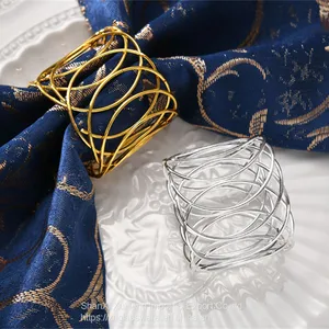 Wire Loop Napkin Ring Loop Napkin Ring Silk Cloth Ring Napkin Buckle Gold Cross Border Spot Wedding Metal Stainless Steel thumbnail-1