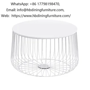 White Wire Storage MDF Coffee Table thumbnail-1