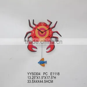 Metal Crab Design Wall Clock;Sea Animal Sign Wall Arts thumbnail-1