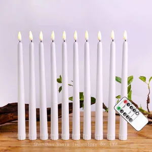 24 Packs Fake Flameless Flickering 3D Wick LED Taper Candles Battery Operated 11 Inch Long Candlesticks for Table Decoration thumbnail-3