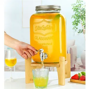 Juice Can Glass Beverage Dispenser - Large Capacity Glass Jar With Built-in Spigot, Ideal for Home Parties and Daily Use thumbnail-1