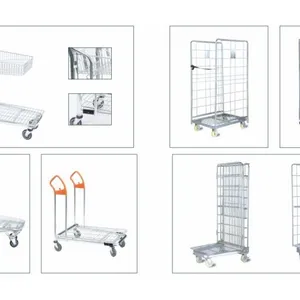 Large Roll Container Foldable Steel Warehouse Storage Rolling Pallet Cage Trolley thumbnail-4