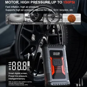 All-in-1 Roadside Tool Integrates a Car Jump Starter, Tire Inflator, Warning Light, Flashlight, Pressure Gauge, Air Pump, Ball Pump, and Power Bank thumbnail-3