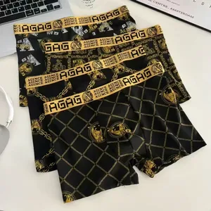 Cheap Men Boxer Briefs Boys Panties Men Underwear Polyester Pants KSL002 Letter AGAG thumbnail-1