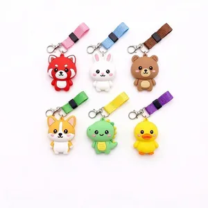 Custom Adorable 3D Anime Cartoon PVC Silicone Keychain Soft Rubber Character Key Ring & Backpack Charm thumbnail-2