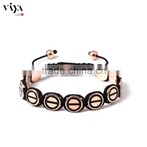 Rose Gold Plating Satinless Steel Beads Bracelet Colorful Chinese Knot Bangle Mens Bracelet thumbnail-1