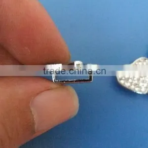 Compet Produce 10 mm Rhinestone Heart Slide Charms With Zinc Alloy Material thumbnail-4