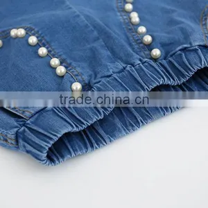 Girl Clothing Korean Cute Baby Girl Beaded Clothes Shorts 2016 New Summer Girl Pearl Pocket Jeans Lovely Girl Short Pants thumbnail-5