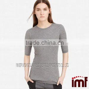 Women Cashmere Sweater Short Sleeve Jumper Pullover Tunic Top Knit Crochet thumbnail-3