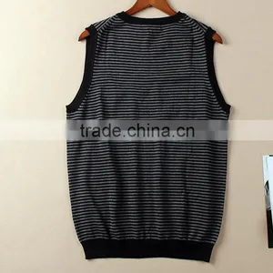 Men's V-neck Stripe Knitting Vest Autumn Wear thumbnail-2